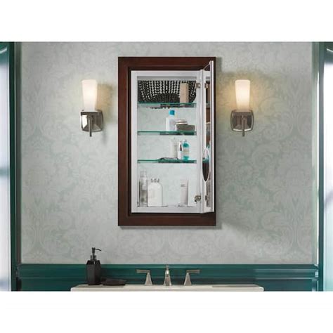 built in stainless steel medicine cabinet kohler veranda|medicine cabinet with magnifying mirror.